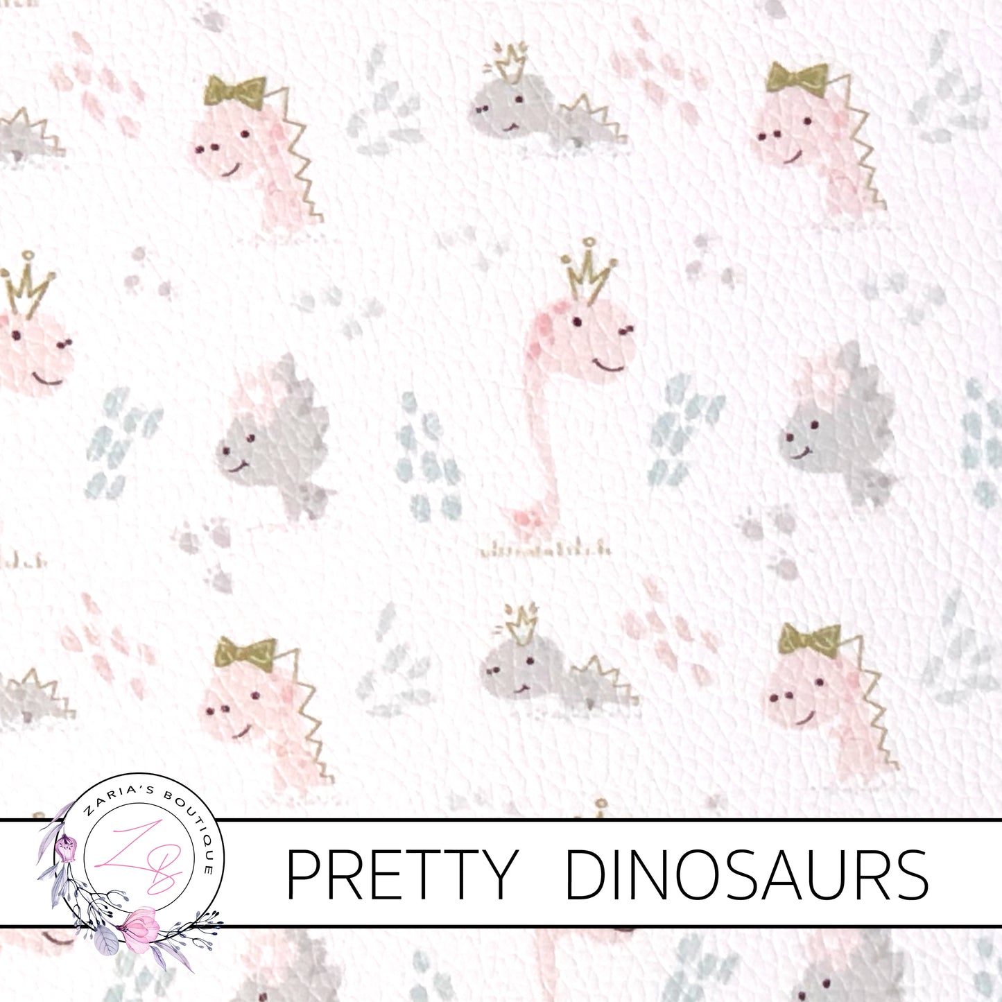 SALE CUSTOM Pretty Dinosaurs ~ Faux Leather ~ 1mm