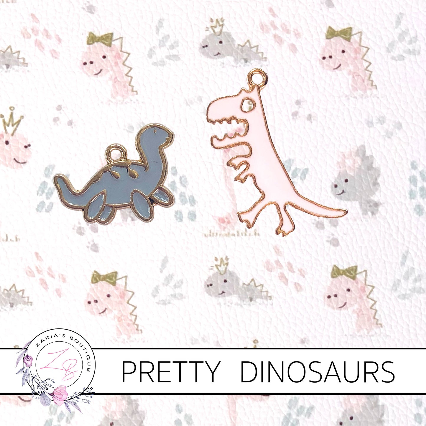 SALE CUSTOM Pretty Dinosaurs ~ Faux Leather ~ 1mm