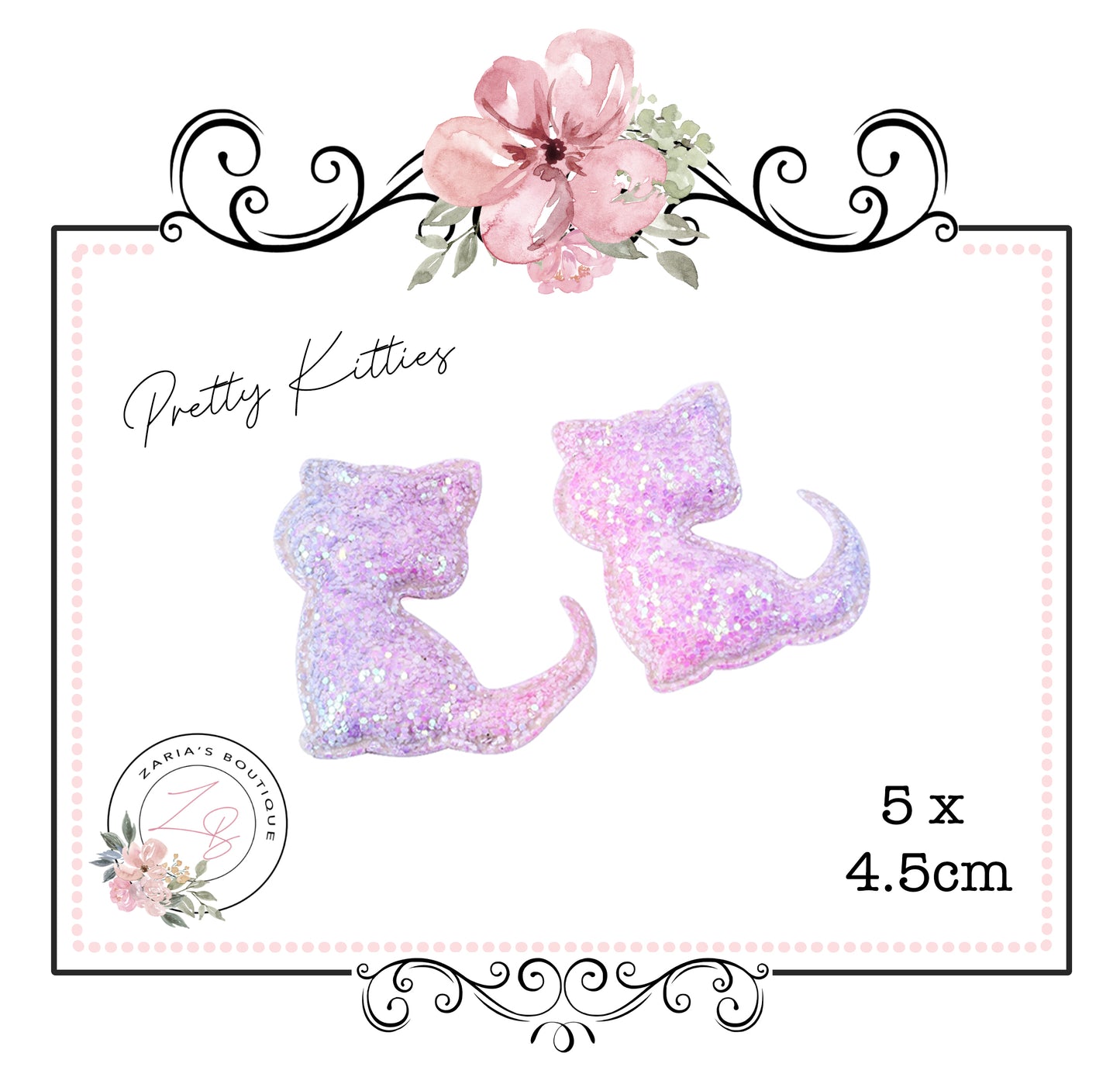 Chunky Glitter Cat Embellishment • Pretty Kitties • Pastels • 2 pcs