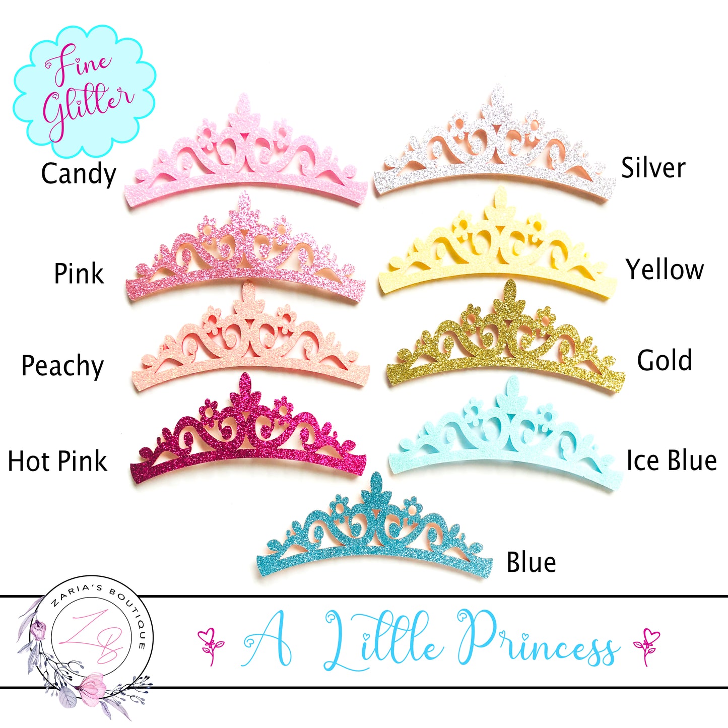 ⋅ A Little Princess ⋅ Fine Glitter Tiara Embellishment ⋅ 9 Colours