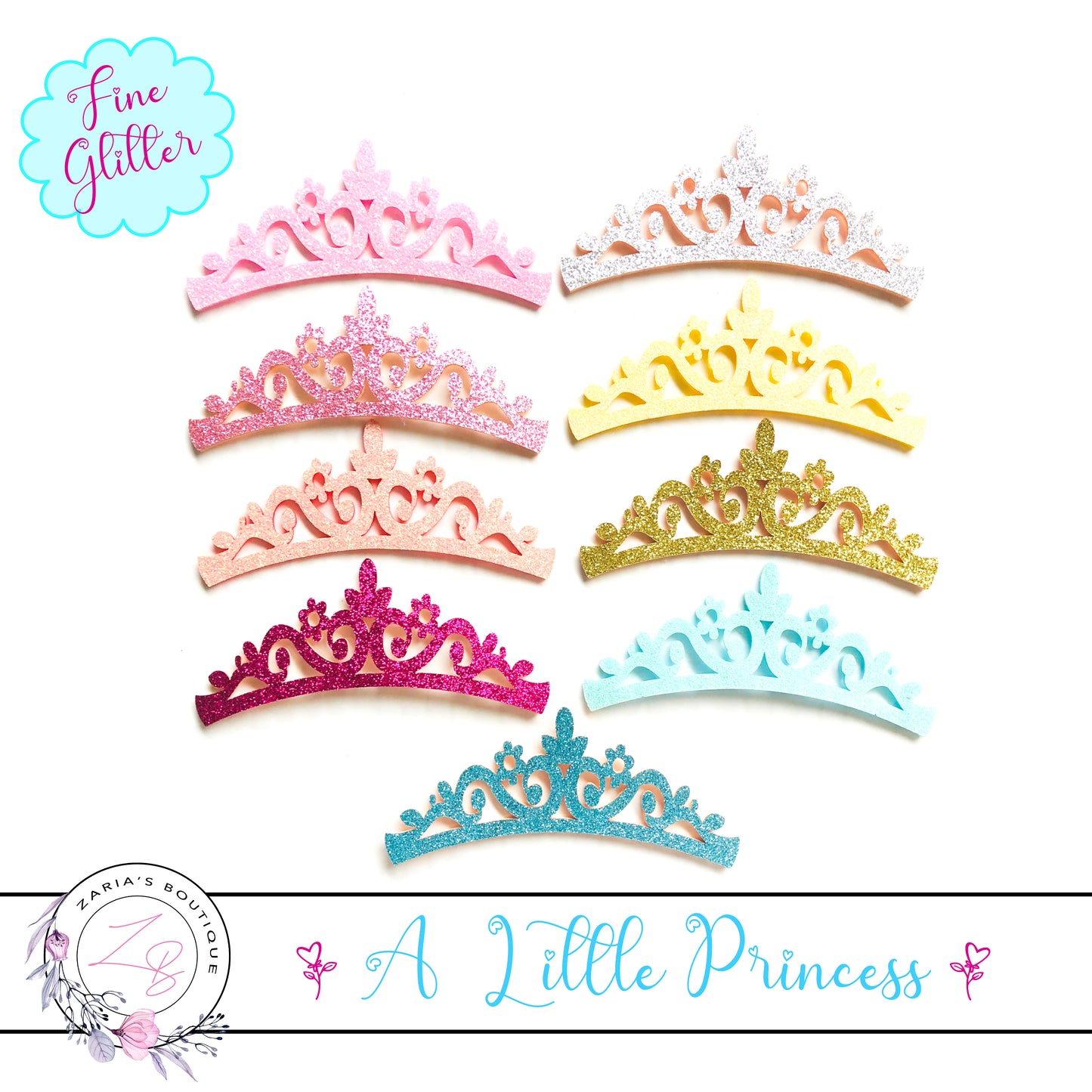 ⋅ A Little Princess ⋅ Fine Glitter Tiara Embellishment ⋅ 9 Colours