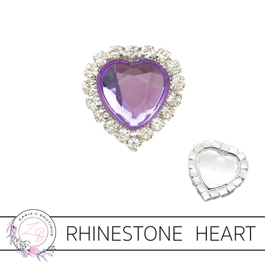 Rhinestone Heart Flat Back Embellishment • Purple