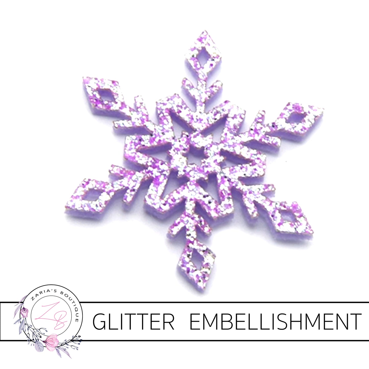 Snowflake Glitter Embellishments x 2 pieces ~ 5 Colours