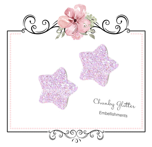 5 x Chunky Glitter Star Embellishment ~ Purple