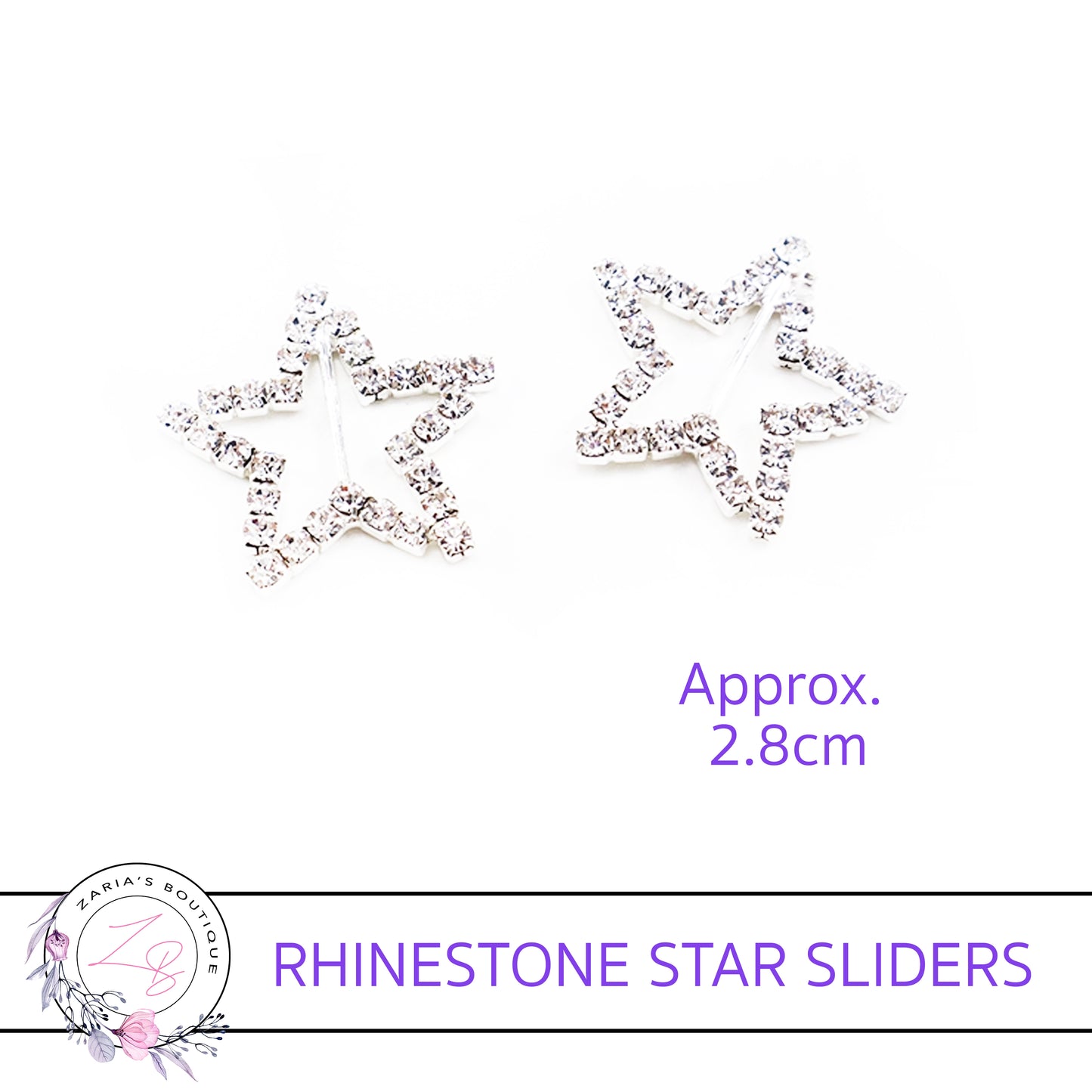 Silver Star Slider Rhinestone Embellishment • 28mm