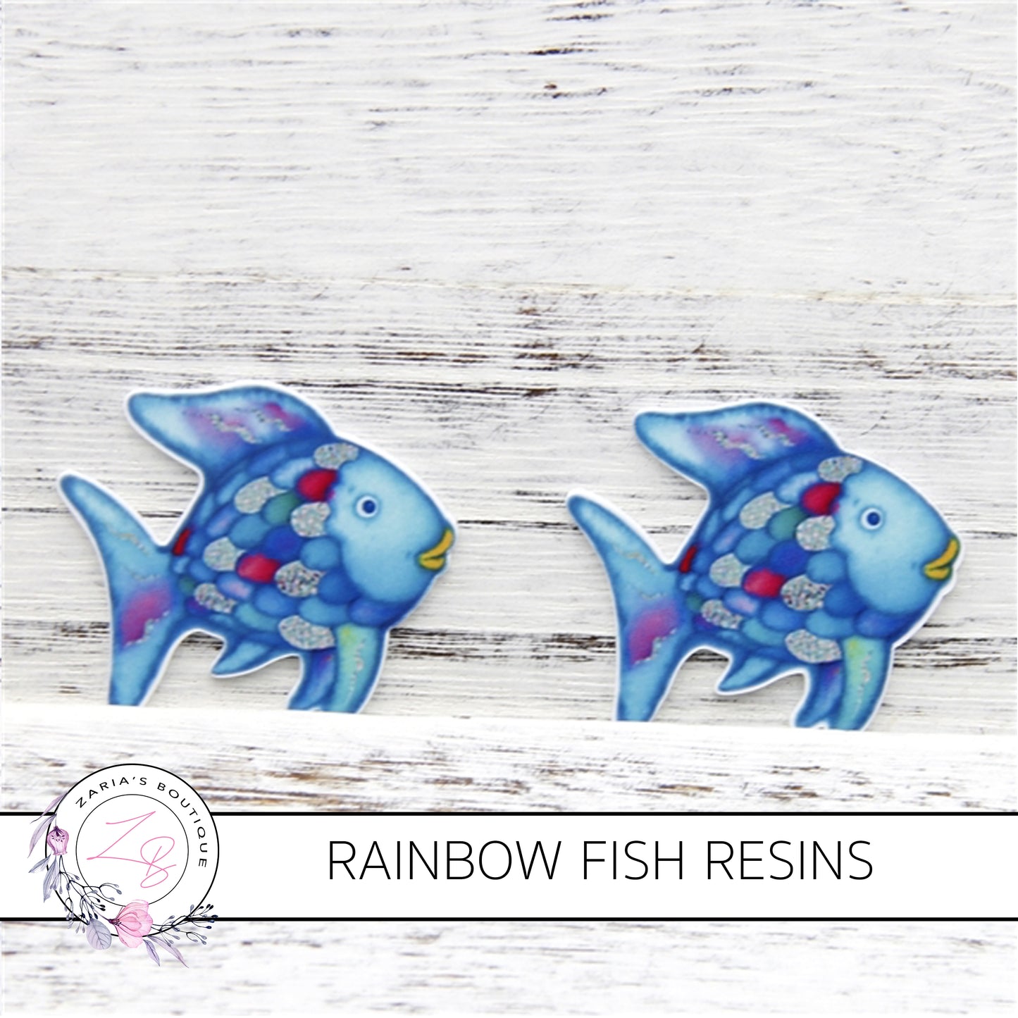 ⋅ Rainbow Fish ⋅ Flatback Resin Embellishment x 2 ⋅
