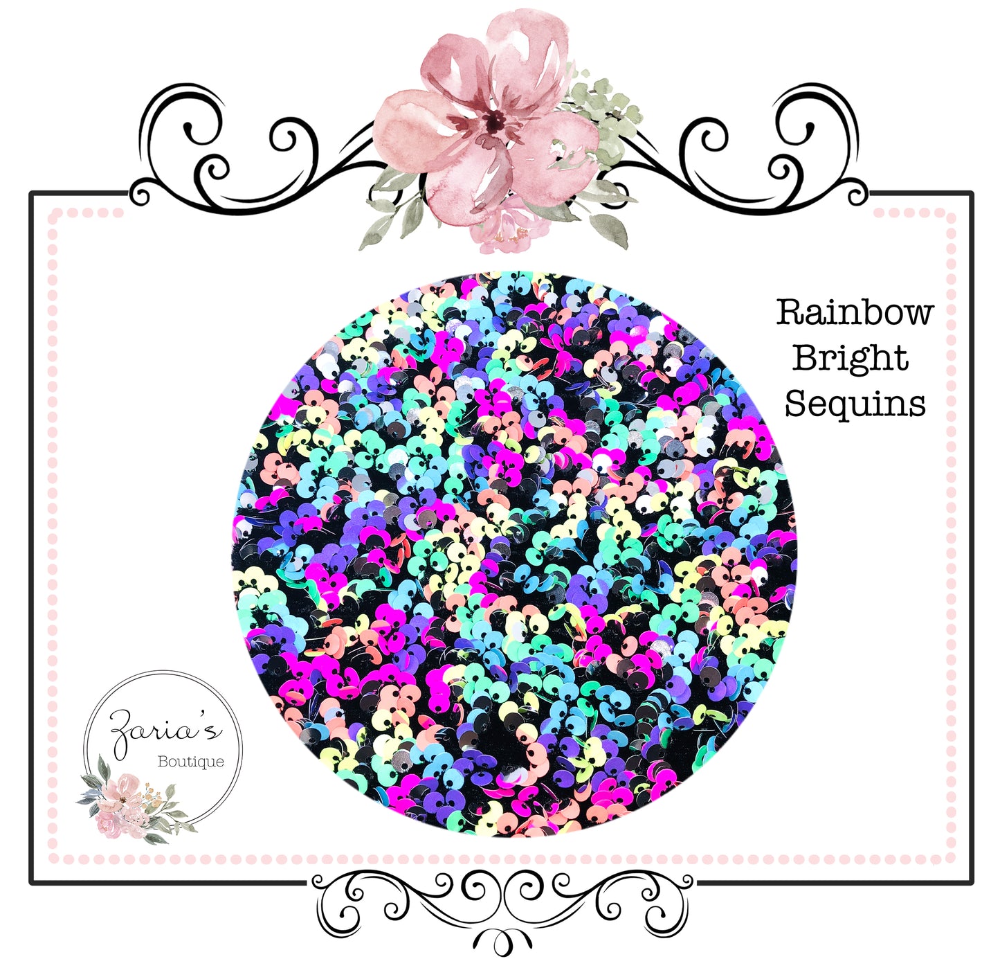 Iridescent Sequin Bow Fabric ~ White or Rainbow Brights