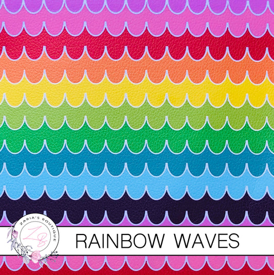 Rainbow Waves ~ Faux Leather ~ 1mm