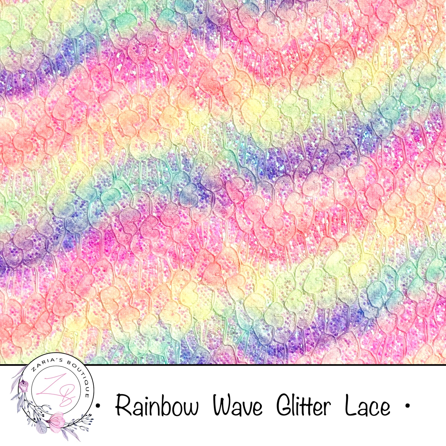 Rainbow Waves Glitter Lace ~  3 Colours