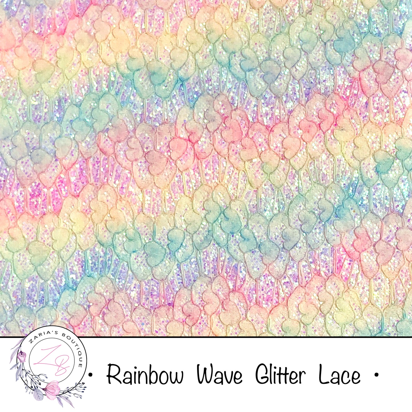 Rainbow Waves Glitter Lace ~  3 Colours