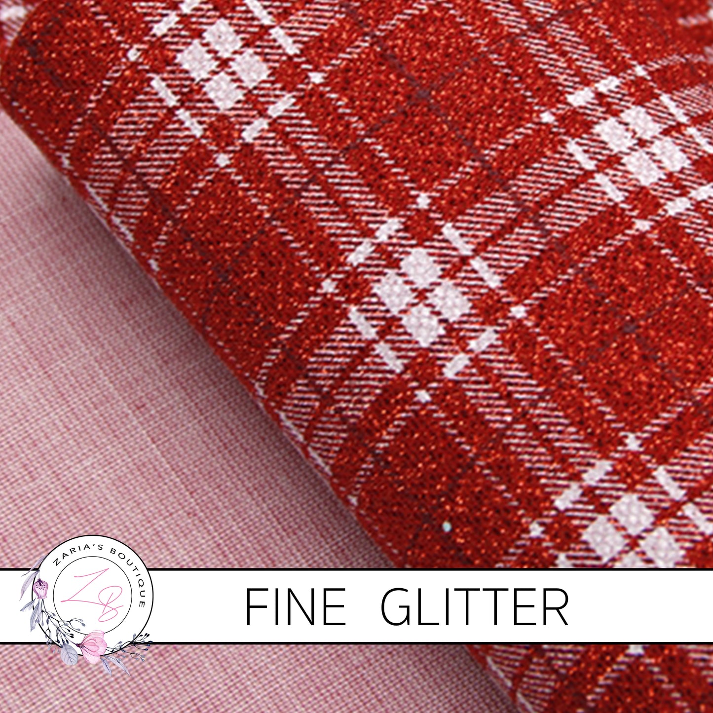 Red Check Plaid ~  Fine Patterned Glitter ~ 0.66mm