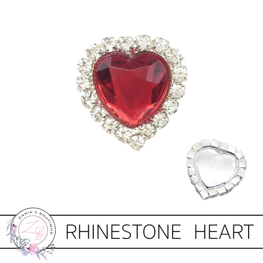 Rhinestone Heart Flat Back Embellishment • Red