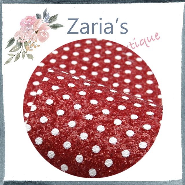 Red/White Polka Dot Spots Glitter Bow Fabric