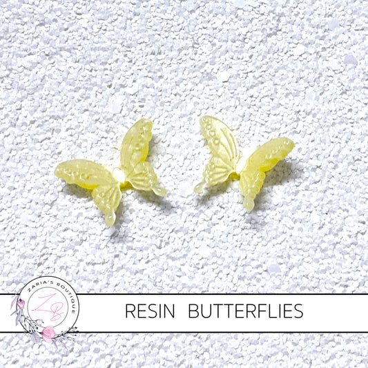 Butterflies ~ Yellow ~ Resin Embellishments ~ 2 pieces