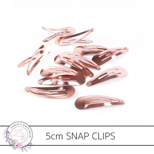 Rose Gold 5cm Snap Hair Clips x 10