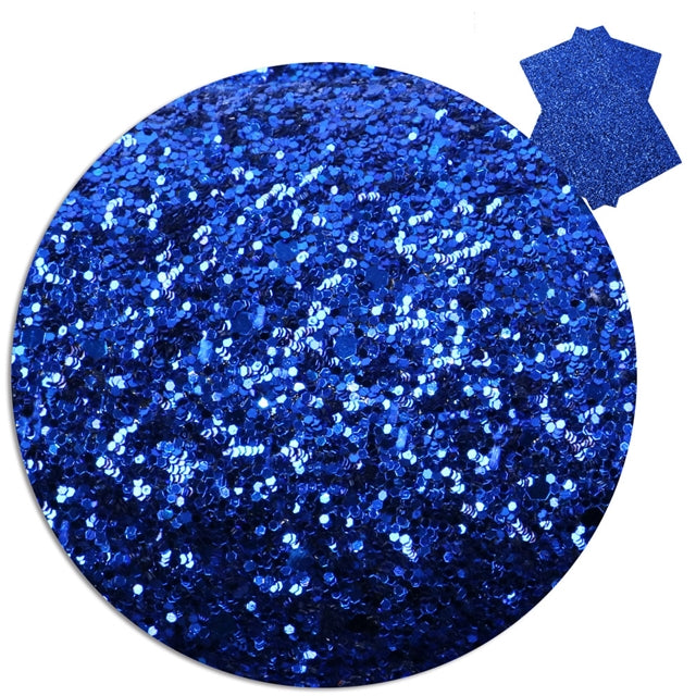 Royal Blue Confetti ~ Chunky Glitter Faux Leather Fabric Sheets ~ 1.36mm