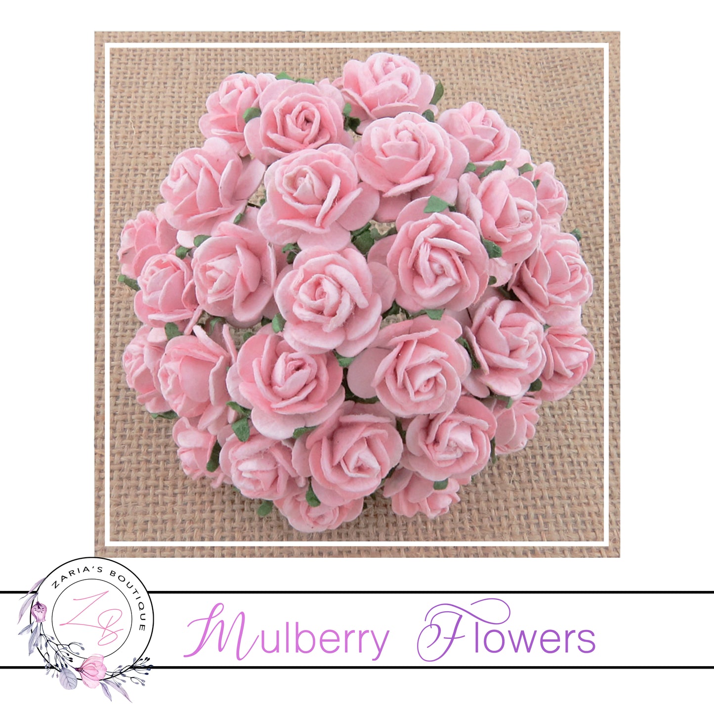 Mulberry Paper Flowers ~ Blush Pink Roses ~ 2 sizes