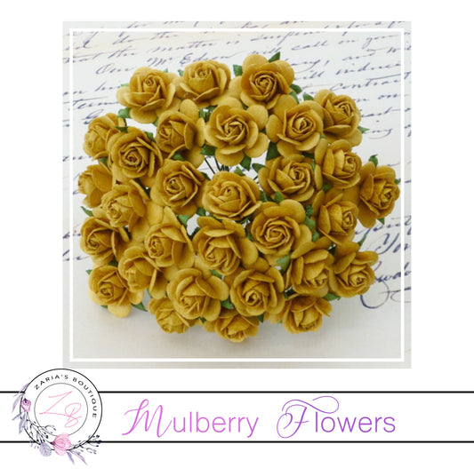 Mulberry Paper Flowers ~Gold Roses ~ 2 sizes