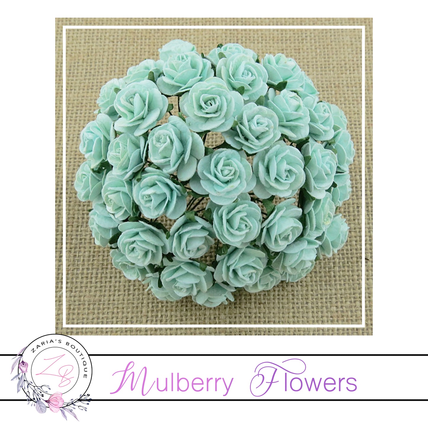 Mulberry Paper Flowers ~ Pastel Green Roses ~ 2 sizes