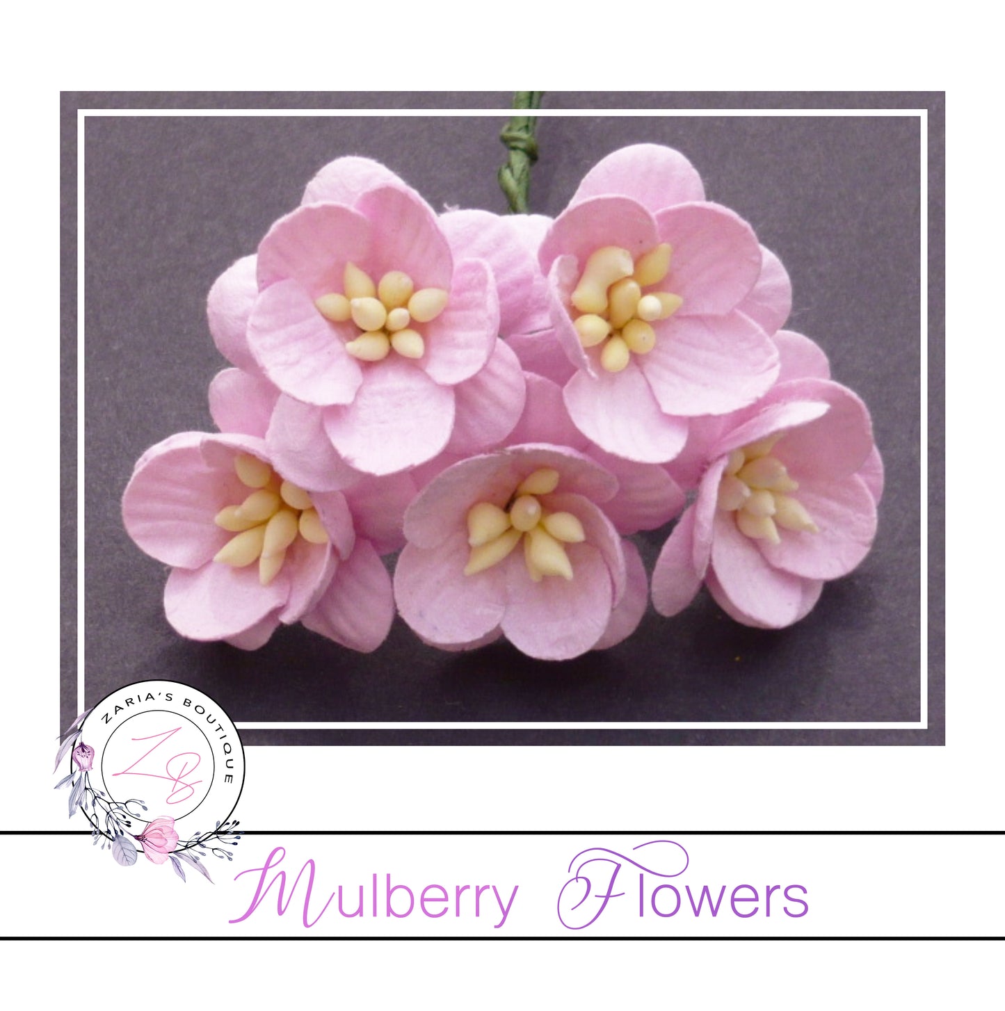 Mulberry Paper Cherry Blossoms ~ Baby Pink ~ 5 pieces