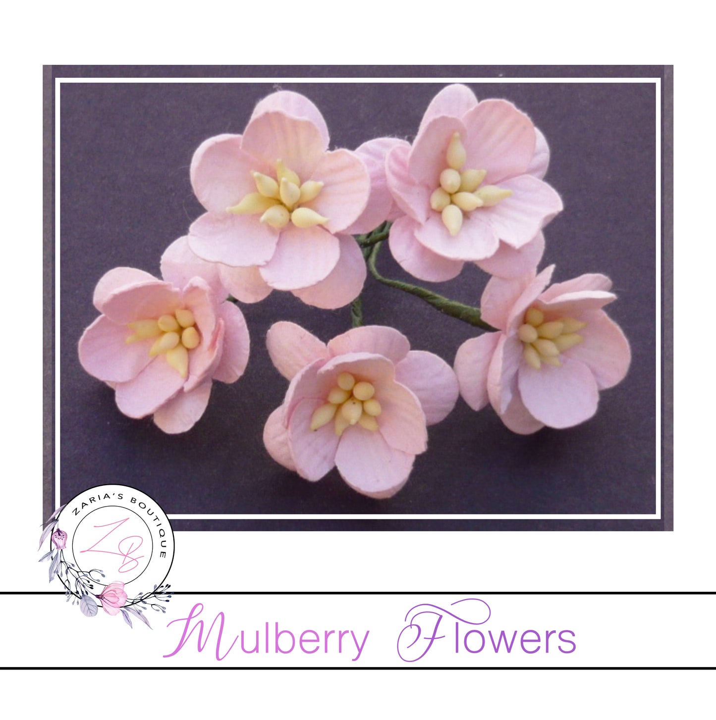Mulberry Paper Cherry Blossoms ~ Pale Pink ~ 5 pieces