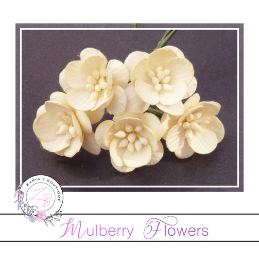 Mulberry Paper Cherry Blossoms ~ Cream ~ 5 pieces