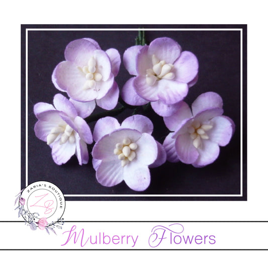 Mulberry Paper Cherry Blossoms ~ Lilac ~ 5 pieces