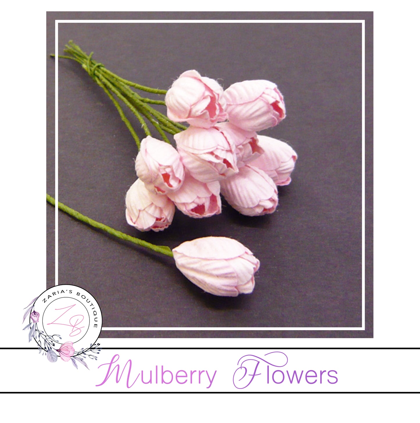 Mulberry Paper Tulips ~Baby Pink ~ 10mm x 10 pieces