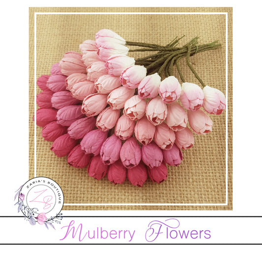 Mulberry Paper Tulips ~ Mixed Pinks ~ 10mm x 10 pieces