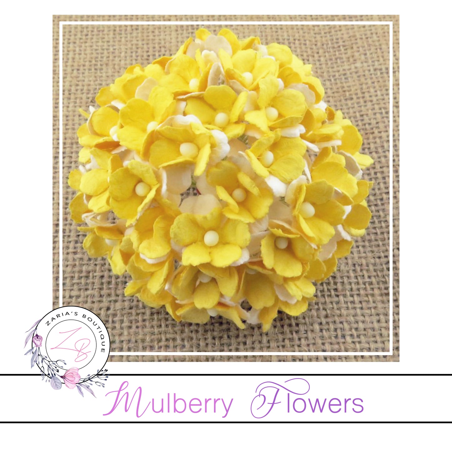 Mulberry Flowers ~ Sweetheart Blossom ~ 2-Tone Yellow ~ 15mm