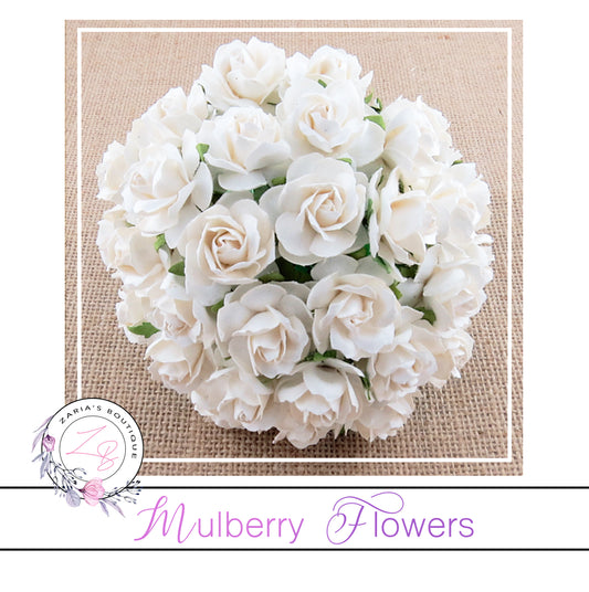 Mulberry Paper Flowers ~ Wild Rose ~ 30mm ~ White