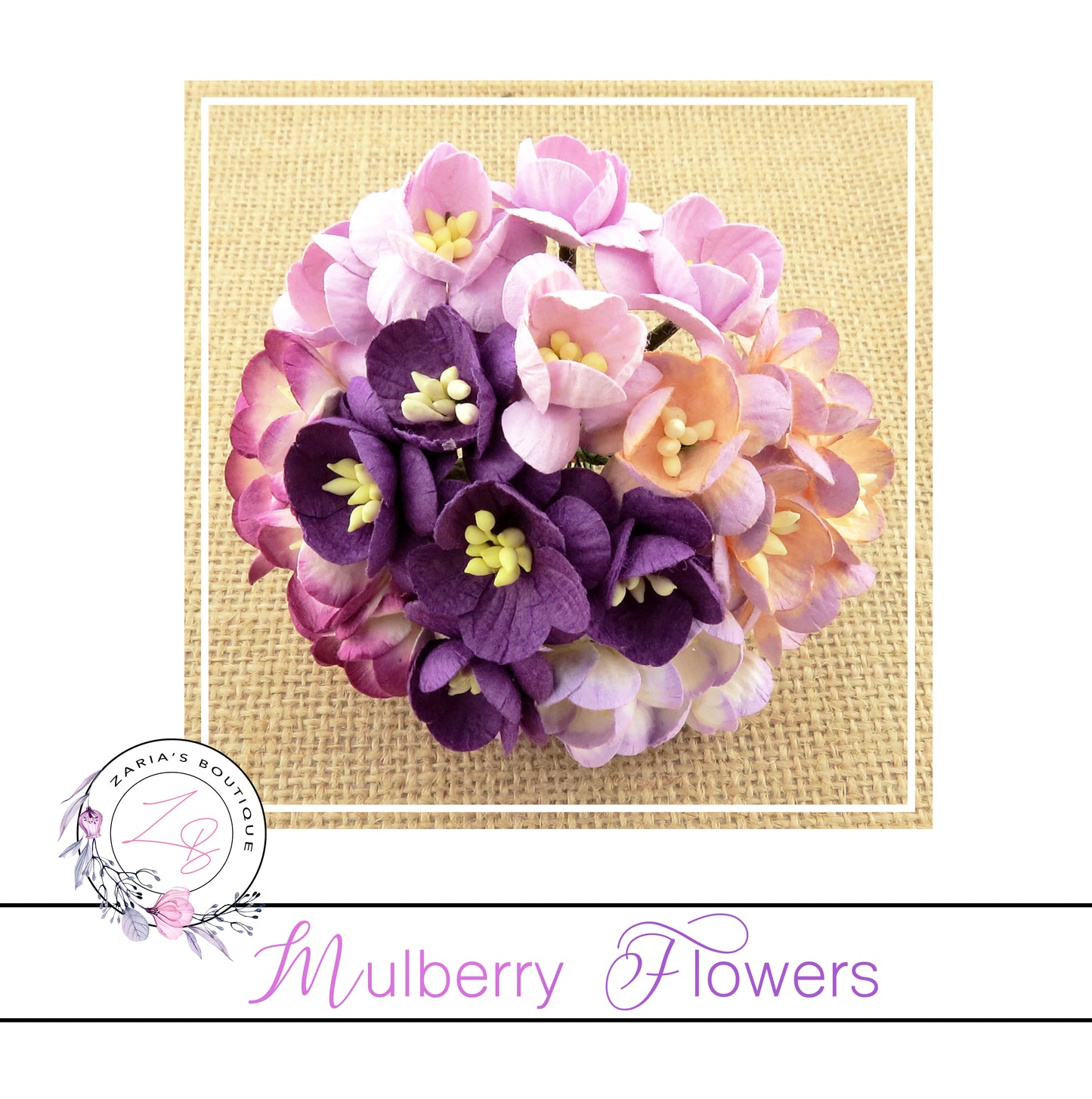 Mulberry Paper Cherry Blossoms ~ Mixed Purples ~ 5 pieces