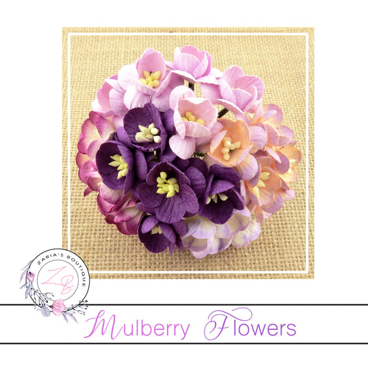Mulberry Paper Cherry Blossoms ~ Mixed Purples ~ 5 pieces