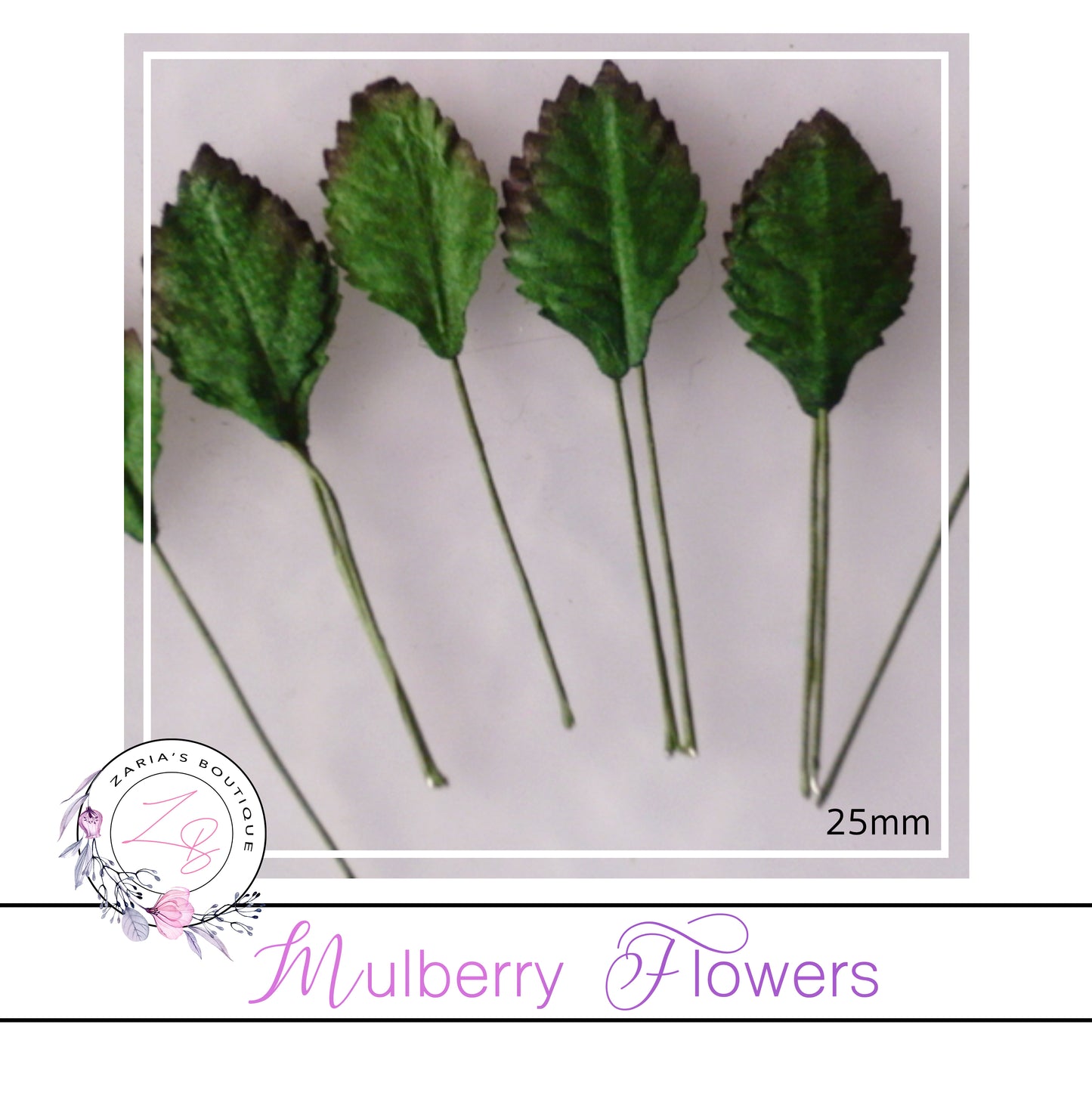 Mulberry Paper Flowers ~ Leaves ~ 25mm ~ Green