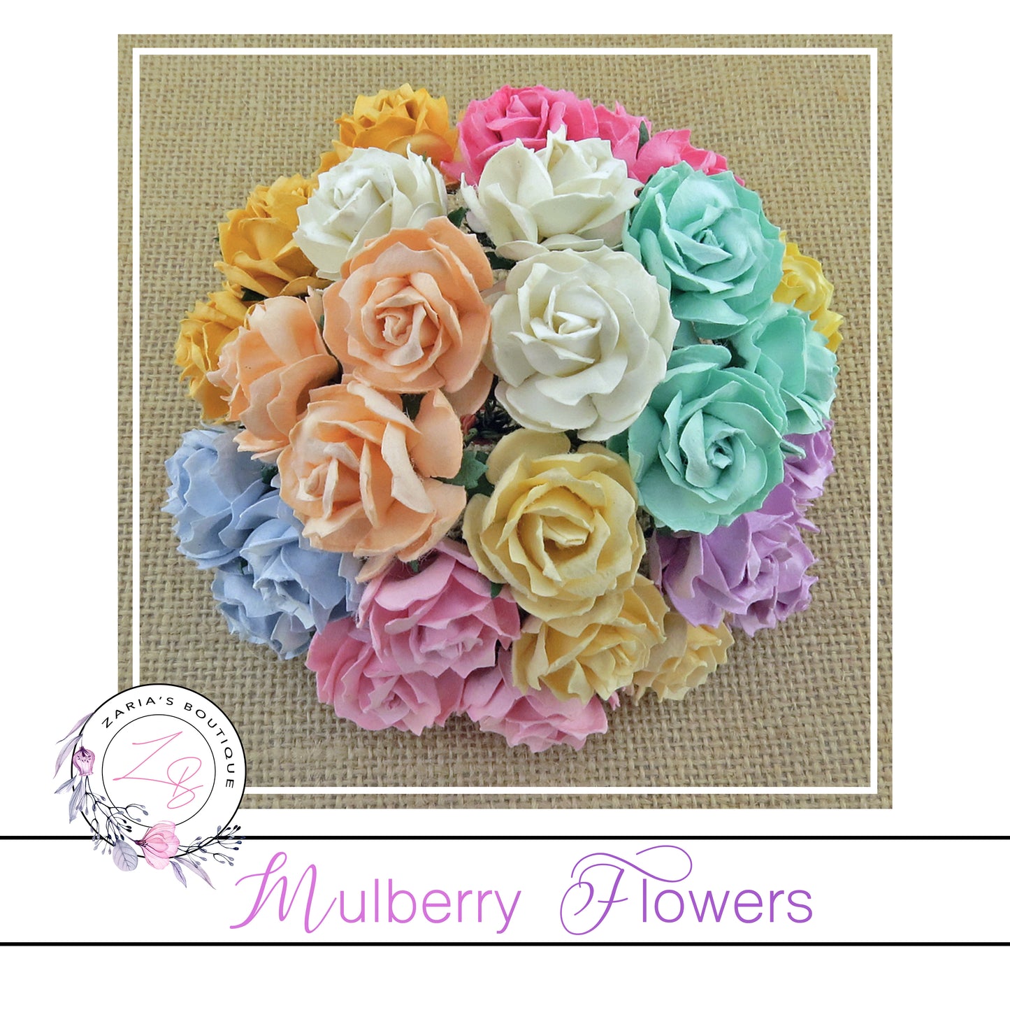 Mulberry Paper Flowers ~ Wild Rose ~ 30mm ~ Pastel Mix