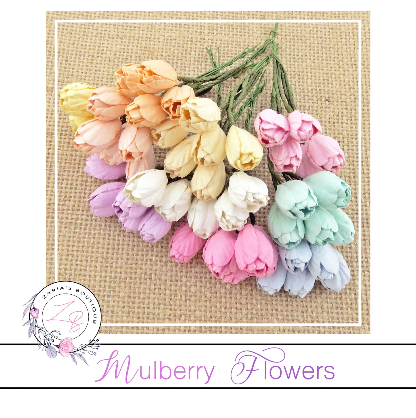 Mulberry Paper Tulips ~ Mixed Colours ~ 10mm x 10 pieces