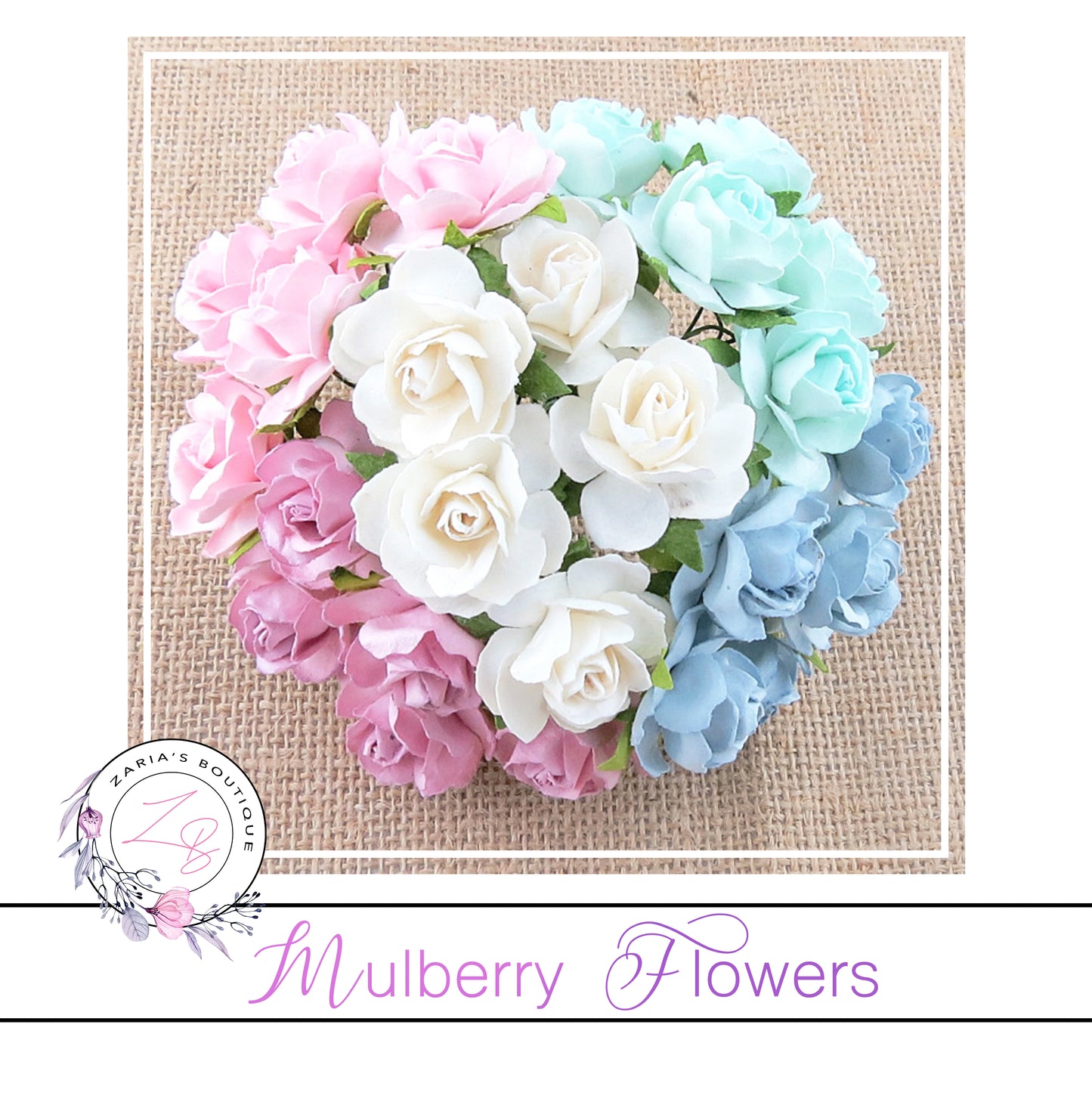 Mulberry Paper Flowers ~ Wild Rose ~ 30mm ~ Colour Mix