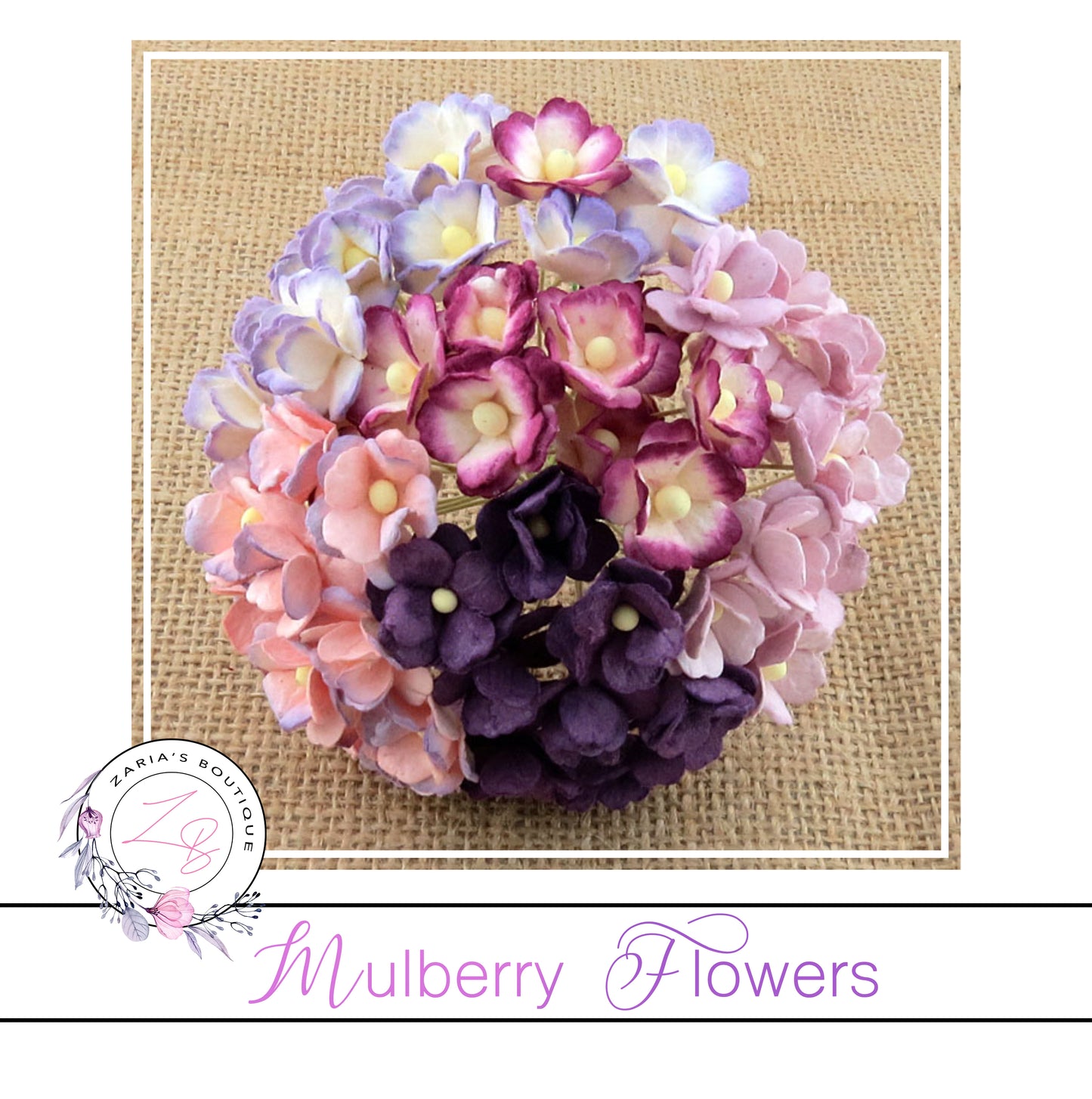 Mulberry Flowers ~ Sweetheart Blossom ~ Mixed Purples ~ 15mm