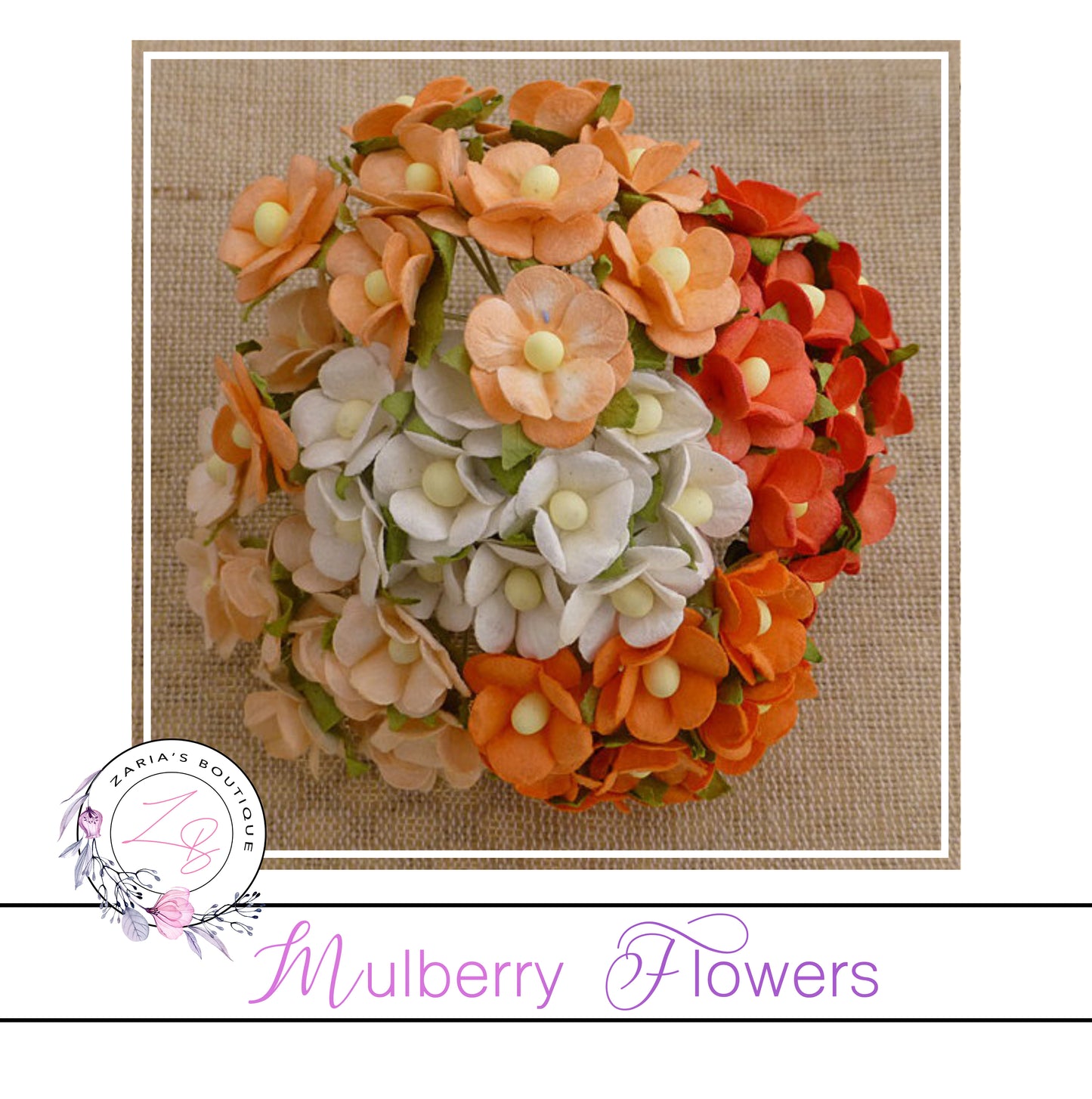 Mulberry Flowers ~ Sweetheart Blossom ~ Peach/Orange/White Mix ~ 15mm