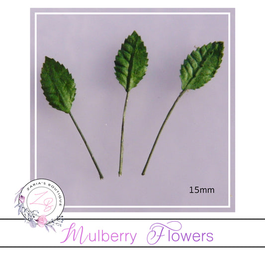 Mulberry Paper Flowers ~ Leaves ~ 15mm ~ Green