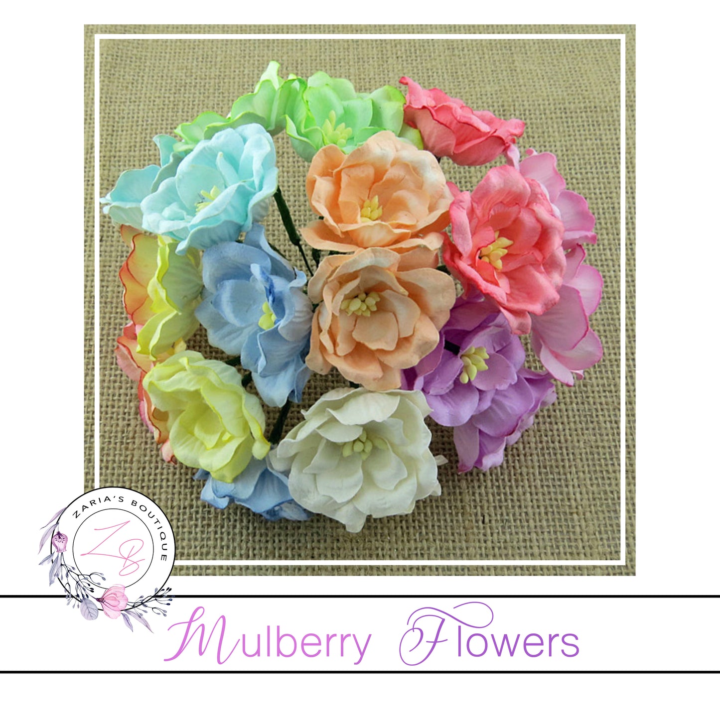 Mulberry Flowers ~ Magnolia ~ Pastel Mix ~ 35mm x 10 pieces
