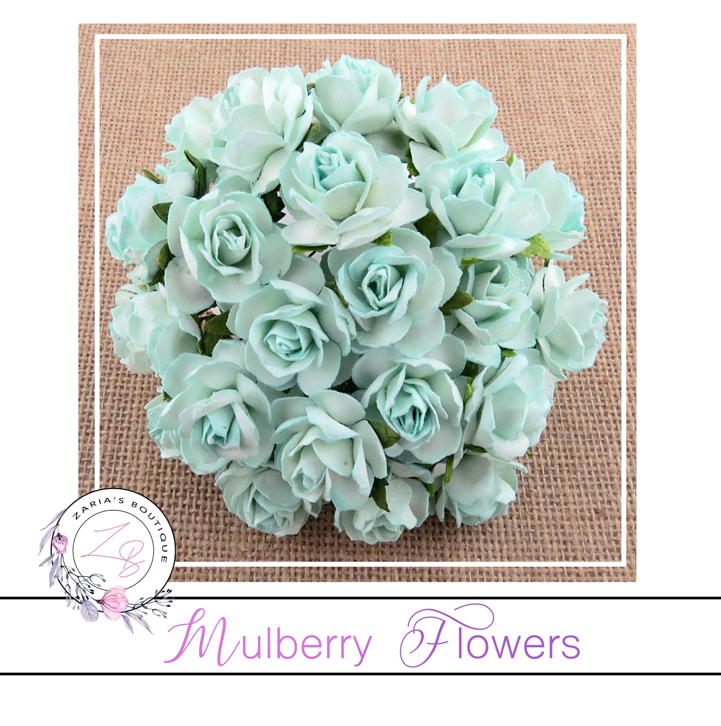 Mulberry Paper Flowers ~ Wild Rose ~ 30mm ~ Aqua ~ 5 OR 10