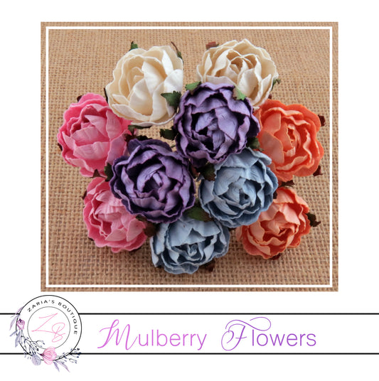 Mulberry Paper Flowers ~ Peony ~ 30mm ~ Mixed Colours