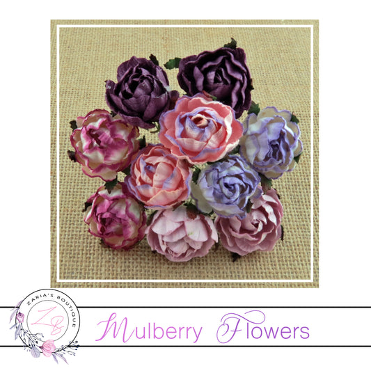 Mulberry Paper Flowers ~ Peony ~ 30mm ~ Mixed Purples/Pinks
