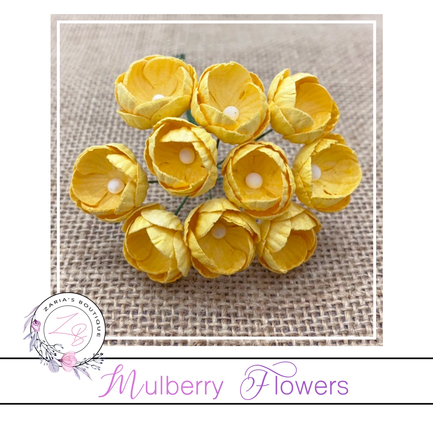 Mulberry Paper Buttercups ~ Yellow ~ 25mm x 10 pieces