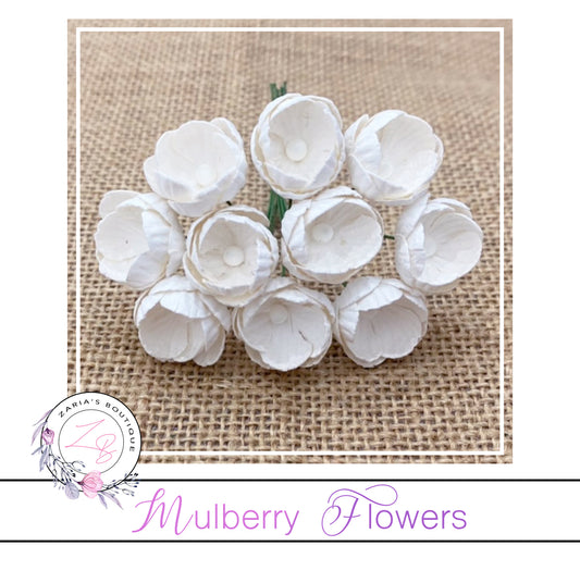 Mulberry Paper Buttercups ~ White ~ 25mm x 10 pieces