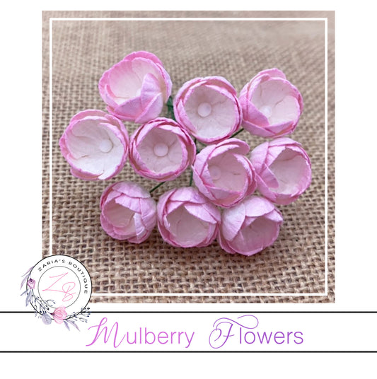 Mulberry Paper Buttercups ~ 2-Tone Baby Pink/Ivory ~ 25mm x 10 pieces