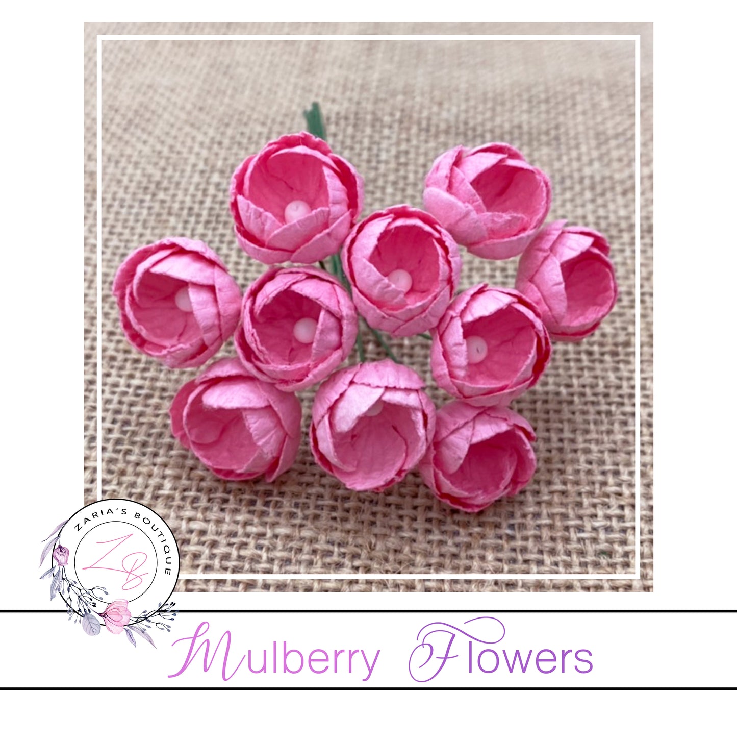 Mulberry Paper Buttercups ~ Bright Pink ~ 25mm x 10 pieces