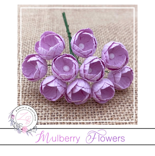 Mulberry Paper Buttercups ~ Lilac ~ 25mm x 10 pieces