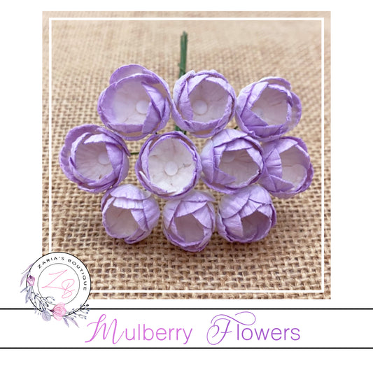 Mulberry Paper Buttercups ~ Two-Tone Lilac ~ 25mm x 10 pieces